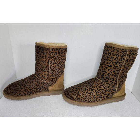 UGG Classic Short Rosette Animal Print Leopard SIZE 6 brown boots 1006072 - Picture 5 of 9
